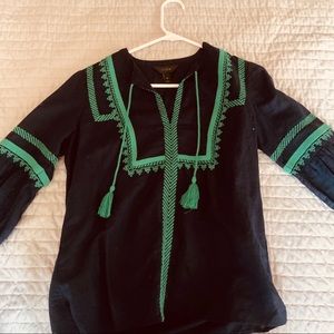 Navy and Green JCrew blouse